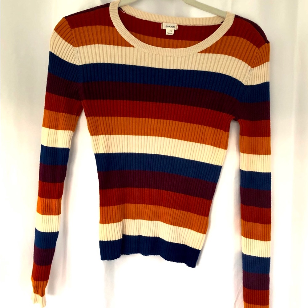 GARAGE NWOT Striped fitted ribbed sweater
